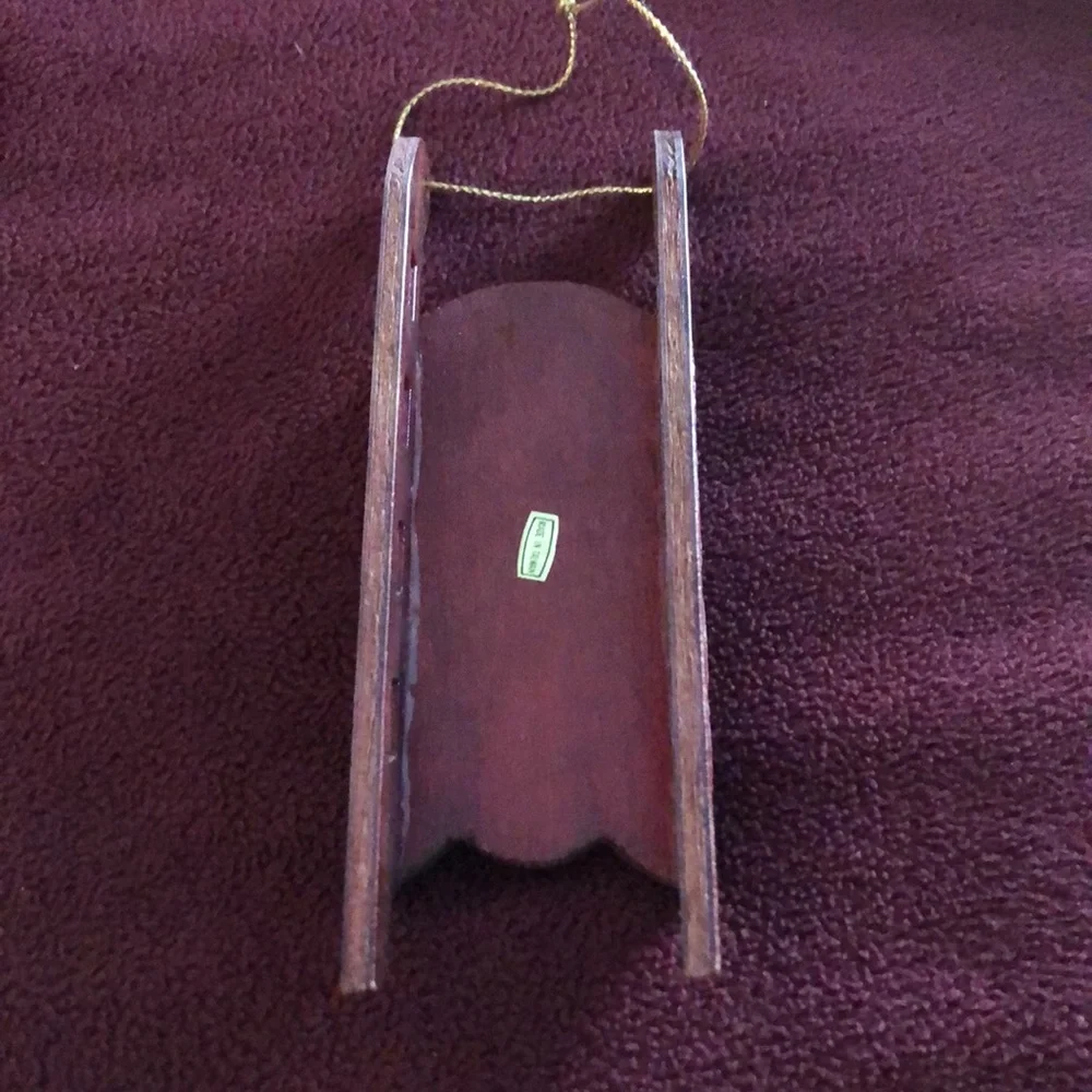 Vintage wooden sled ornament